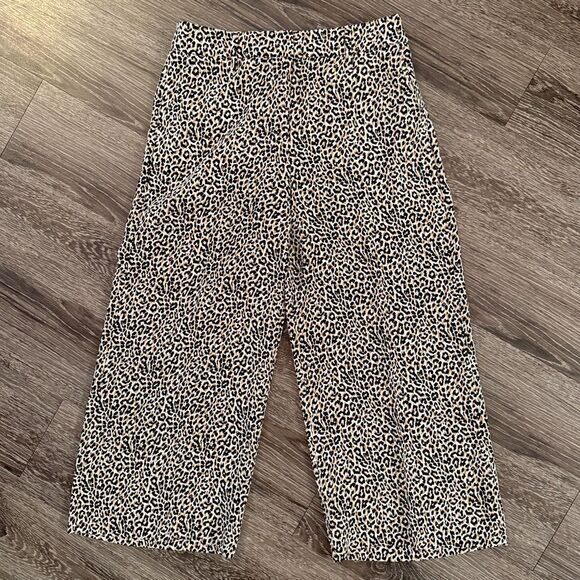 J. Crew Silk Leopard Print Wide Leg Crop Pant - Picture 1 of 8
